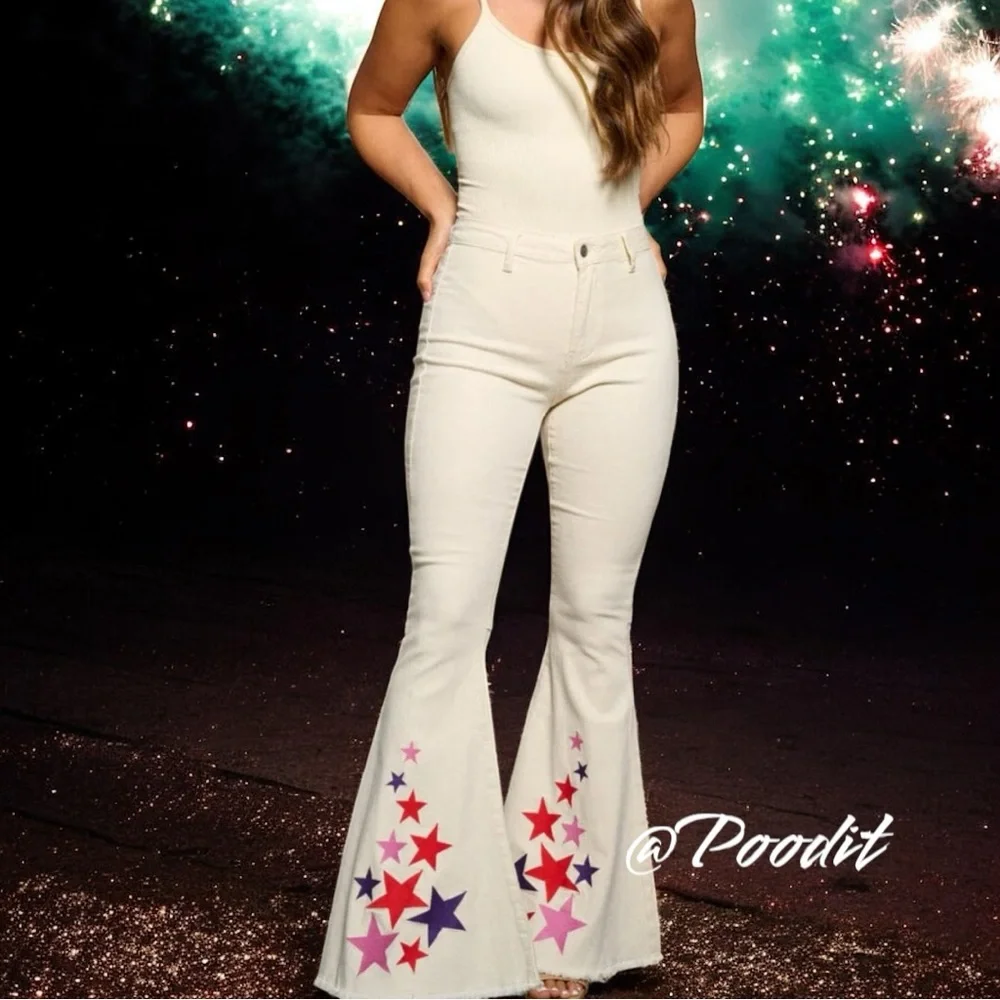 PEACH LOVE CALIFORNIA fitted bell bottom pants S M L - Picture 3 of 11